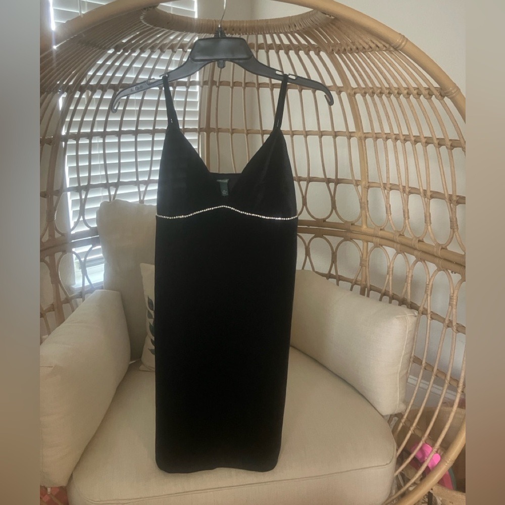 Velvet mini tank dress with rhinestones